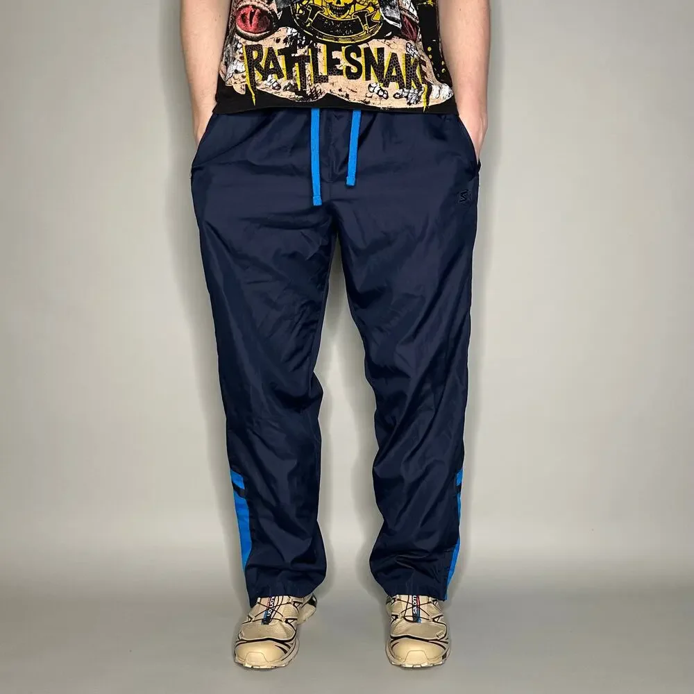 Vintage Y2K Starter Track Pants Mens M Baggy Wide Leg Navy Blue Sweatpants